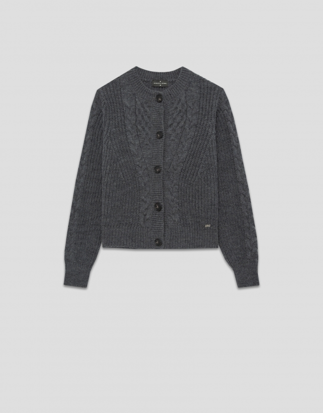 Chaqueta punto grueso tricotado gris