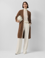 Chaqueta larga punto grueso beige