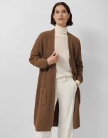 Chaqueta larga punto grueso beige