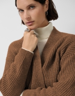 Chaqueta larga punto grueso beige