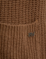 Chaqueta larga punto grueso beige