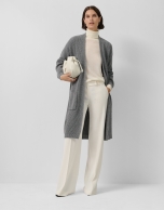 Long grey chunky knit jacket