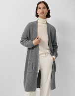 Chaqueta larga punto grueso gris