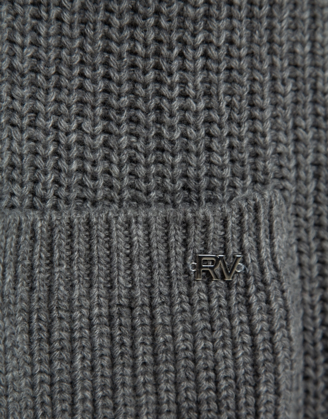 Chaqueta larga punto grueso gris