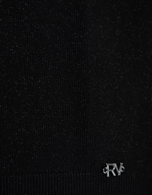 Top en punto fino negro con lúrex