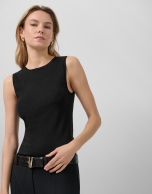 Black fine knit top with lurex