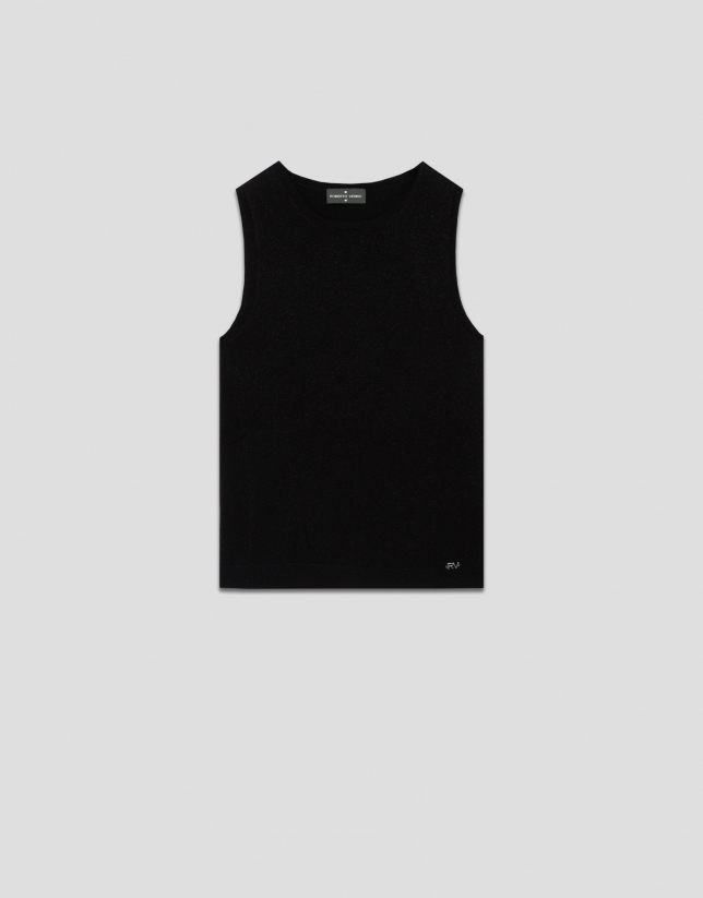 Black fine knit top with lurex