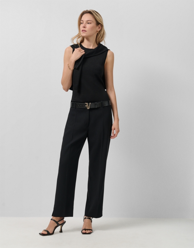 Black fine knit top with lurex