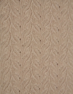 Beige openwork herringbone wool knit short-sleeved T-shirt