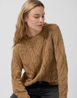 Jersey punto algodón calado beige