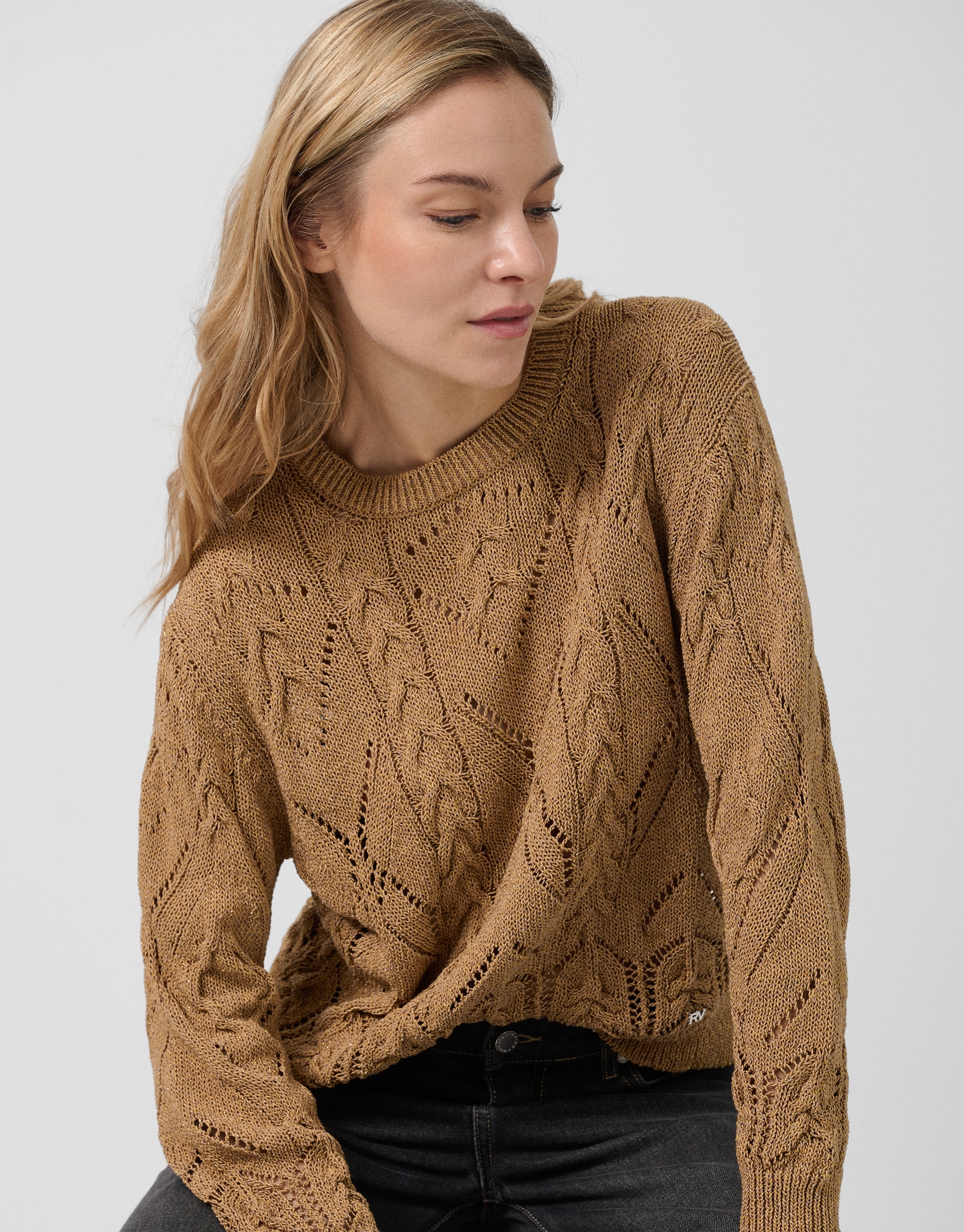 Jersey punto algodón calado beige