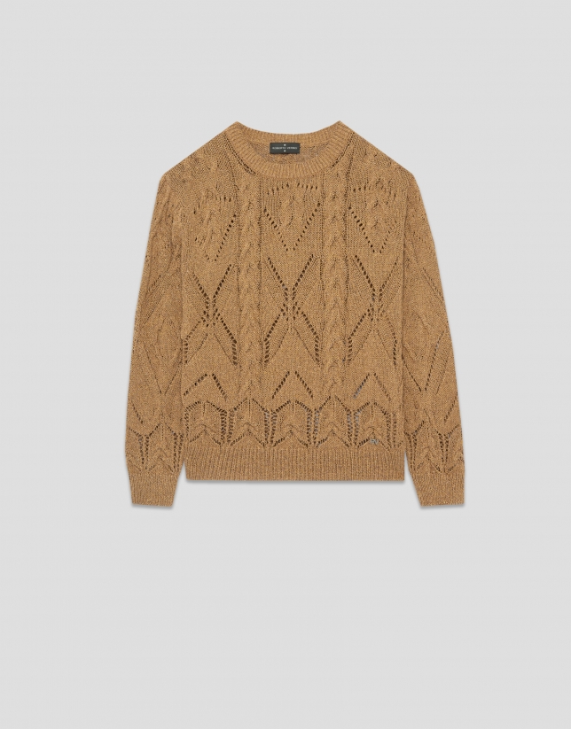 Jersey punto algodón calado beige