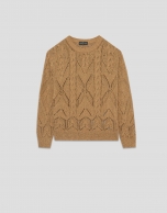 Jersey punto algodón calado beige