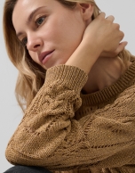Jersey punto algodón calado beige