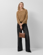 Jersey punto algodón calado beige