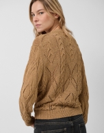 Jersey punto algodón calado beige