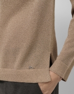 Long-sleeved knit and sand lurex sweate