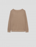 Long-sleeved knit and sand lurex sweate