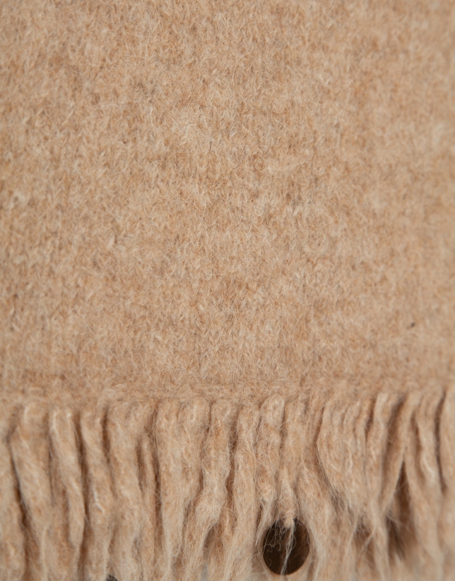 Jersey oversize beige con flecos