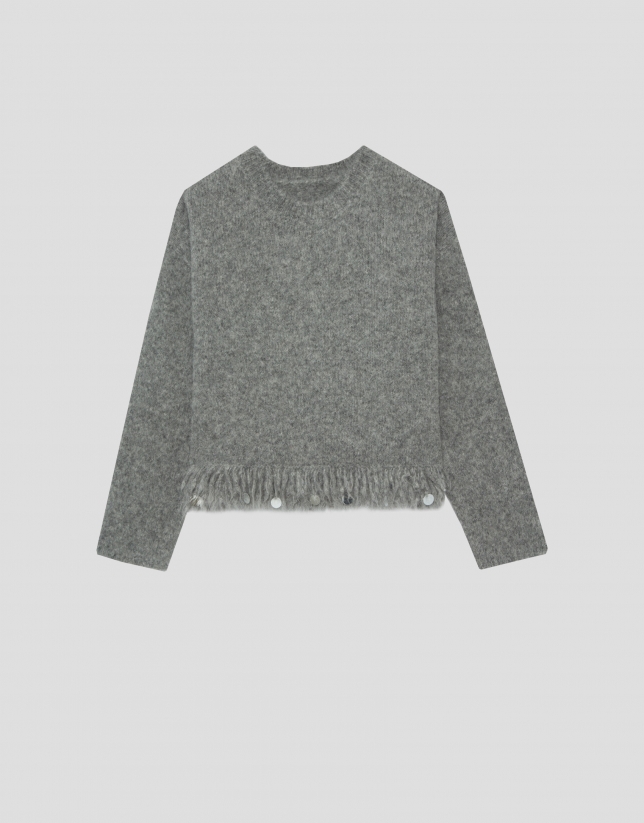 Jersey oversize gris con flecos