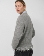 Grey oversized sweater with fringes