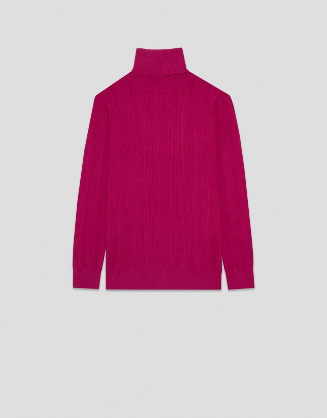 Pink herringbone and ribbed sweater
