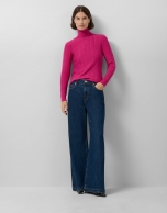 Jersey espiga y canalé rosa