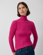 Pink herringbone and ribbed sweater