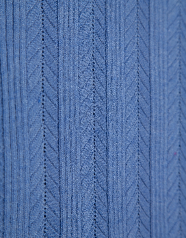 Blue herringbone and ribbed sweater