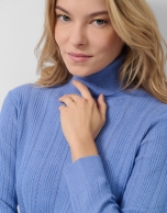 Blue herringbone and ribbed sweater