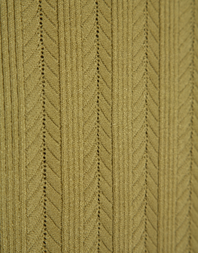Olive green herringbone and ribbed sweater