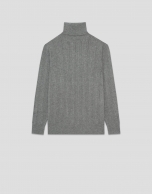Grey herringbone and ribbed sweater