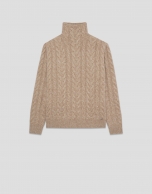 Jersey cuello chimenea punto ochos beige