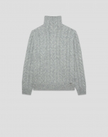 Jersey cuello chimenea punto ochos gris