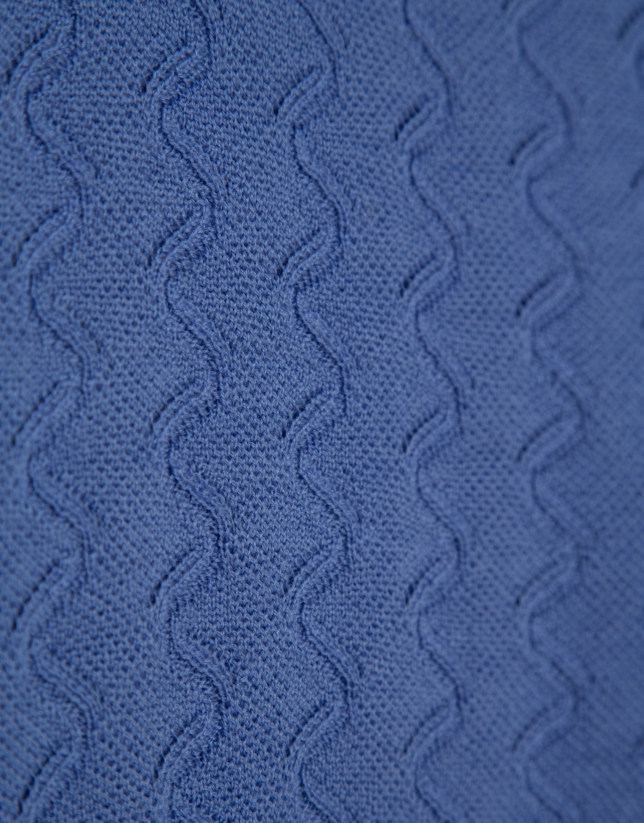 Jersey cuello barco punto ondas azul