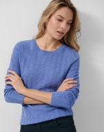 Jersey cuello barco punto ondas azul