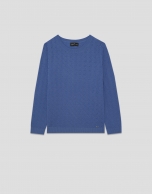 Jersey cuello barco punto ondas azul