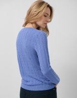 Jersey cuello barco punto ondas azul