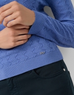 Jersey cuello barco punto ondas azul