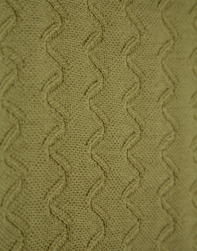 Jersey cuello barco punto ondas verde oliva