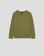 Jersey cuello barco punto ondas verde oliva