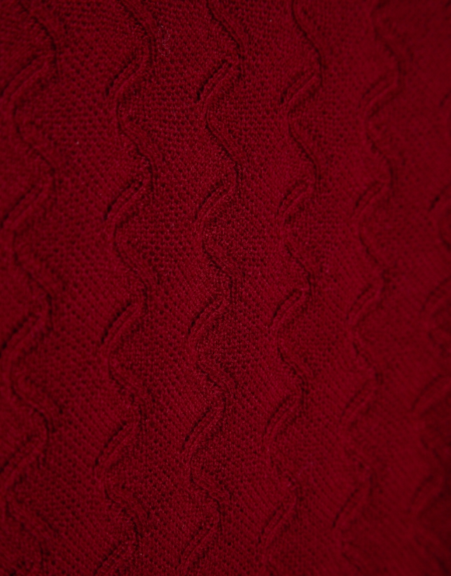 Red wave knit boat neck sweater