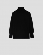 Black fine wool turtleneck sweater