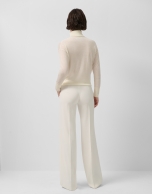 Ecru wool turtleneck sweater in fine knit