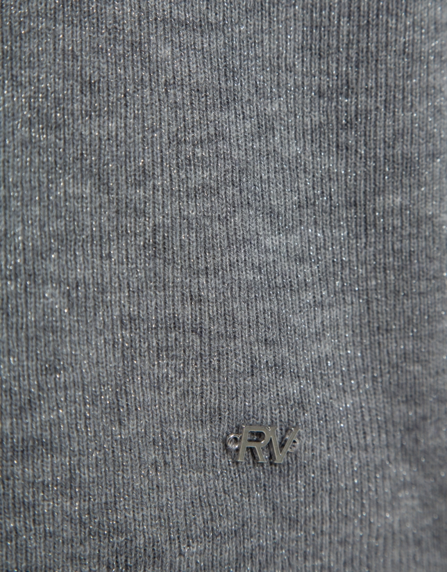 Jersey cuello cisne lana y seda gris con lúrex