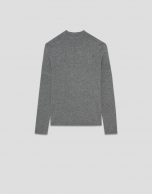 Grey wool and silk turtleneck sweater with lurex