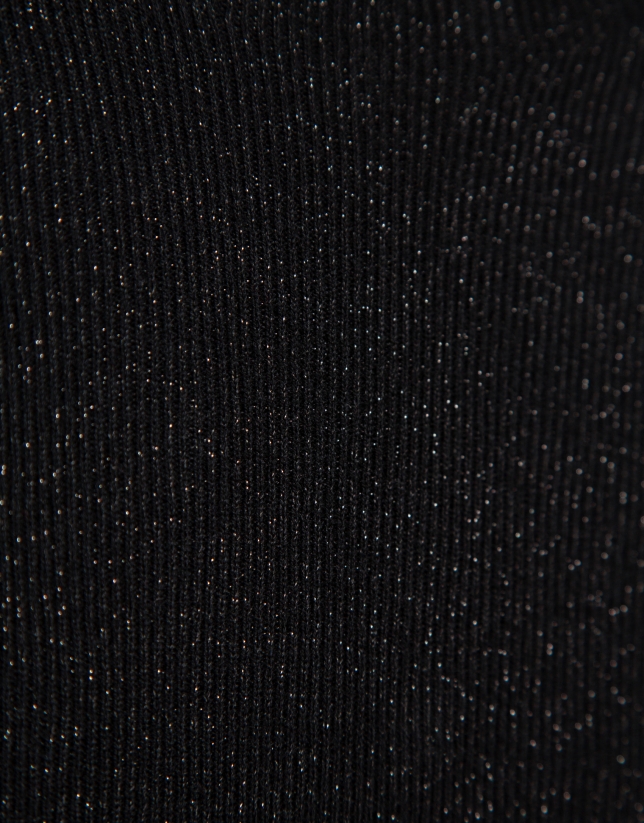 Black wool and silk turtleneck sweater with lurex