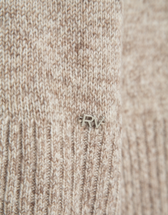 Thick brown melange wool turtleneck sweater