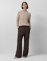 Thick brown melange wool turtleneck sweater