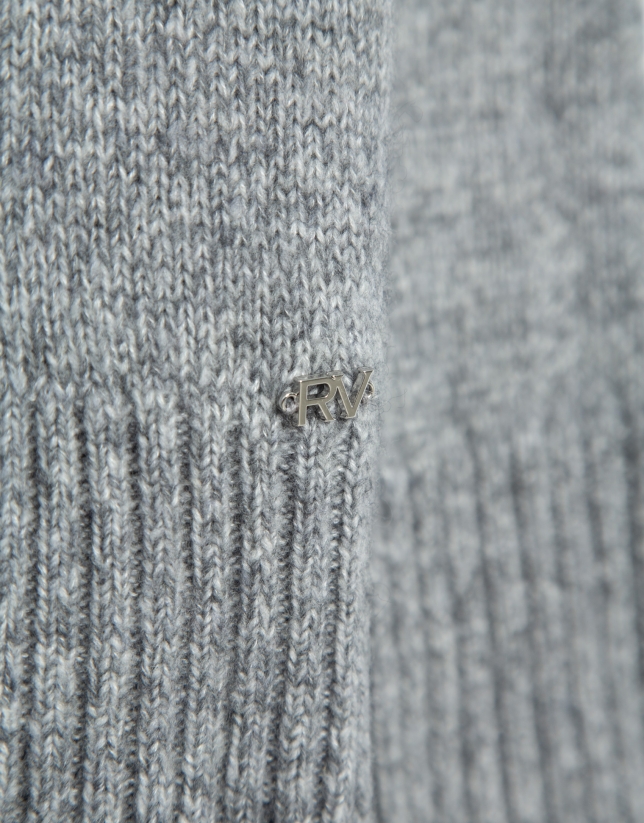 Jersey grueso cuello vuelto lana gris melange